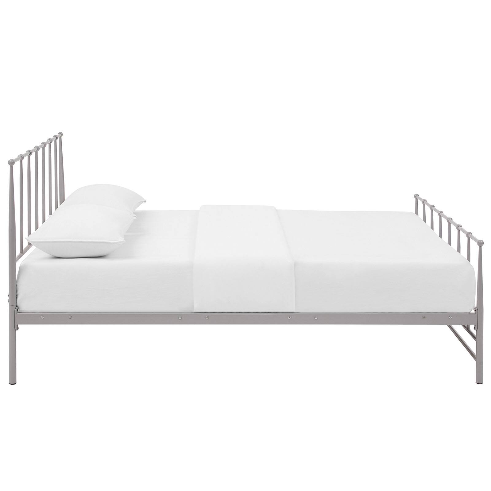 Back. Modway - Loryn Fabric Twin Bed Frame with Round Splayed Legs - Gray.