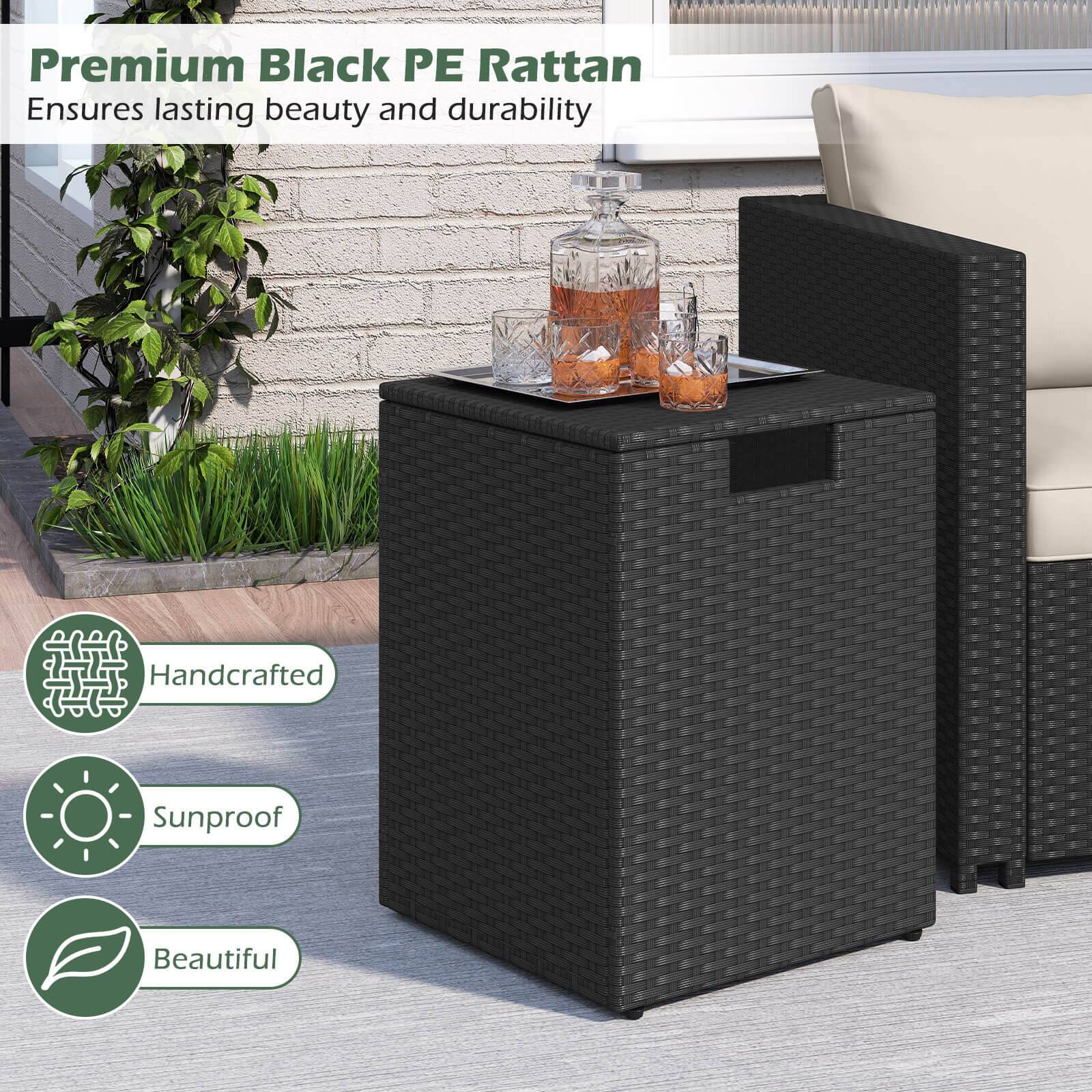 Premium Black PE Rattan  
Ensures lasting beauty and durability  

Handcrafted  
Sunproof  
Beautiful
