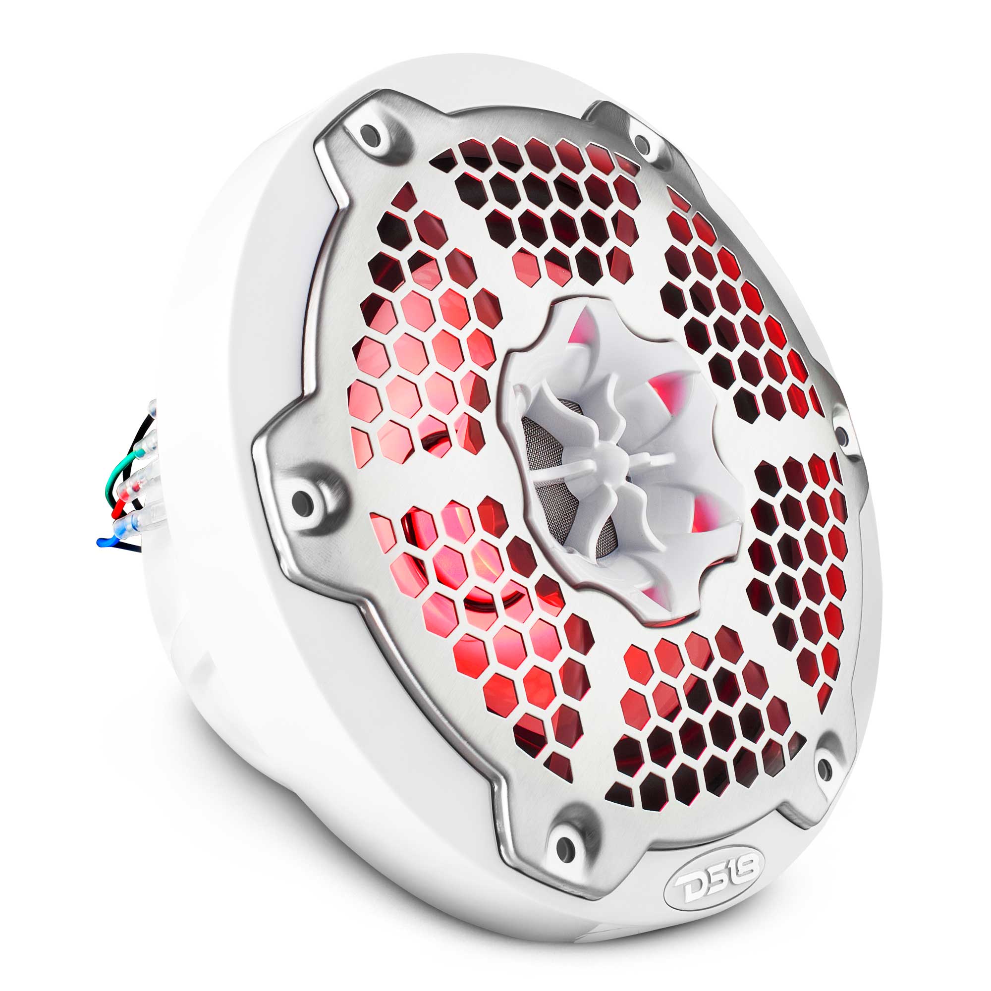 Alt View 1. DS18 Audio - NXL 6.5" 2-way Coaxial Speaker with RGB LED Lights, Built-in Driver and Grille (Pair), 100W RMS 4-Ohm - White.