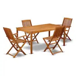 East West Furniture - Wooden Patio Set Natural Oil - Brown