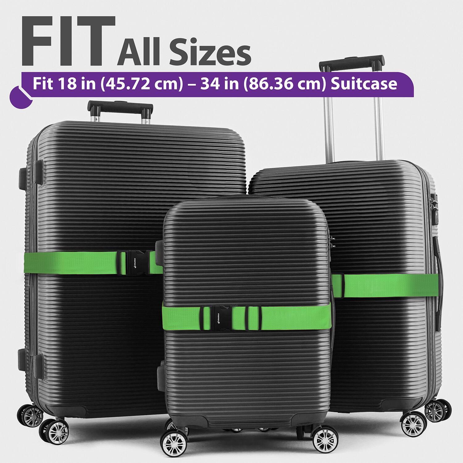 FIT All Sizes  
Fit 18 in (45.72 cm) – 34 in (86.36 cm) Suitcase