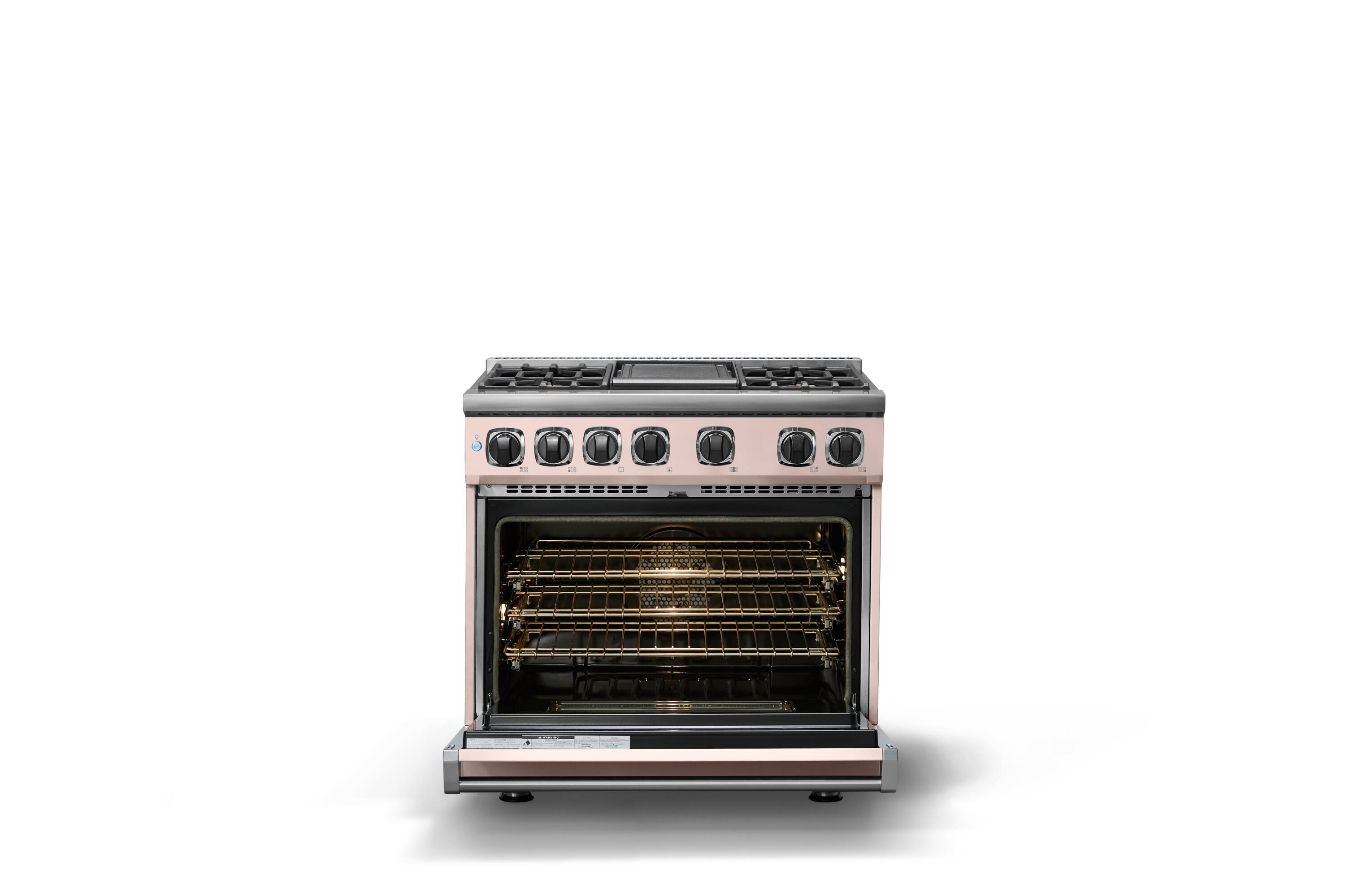 Alt View 2. Viking - 36 in. Wide 4 Burner Dual Fuel Sealed Burner Range with Griddle-LP - Blush.