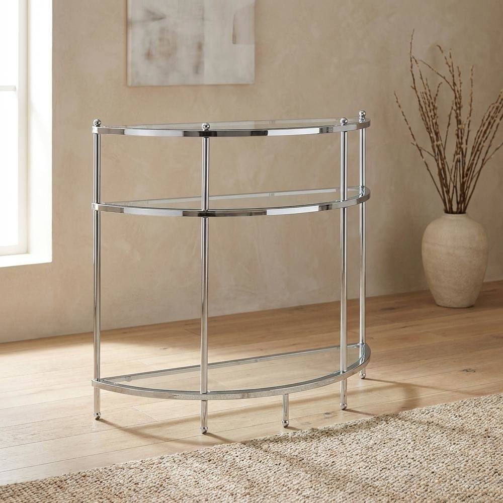 Alt View 1. FurniFact - Accent table in sleek design with sturdy construction for versatile space use - Clear.