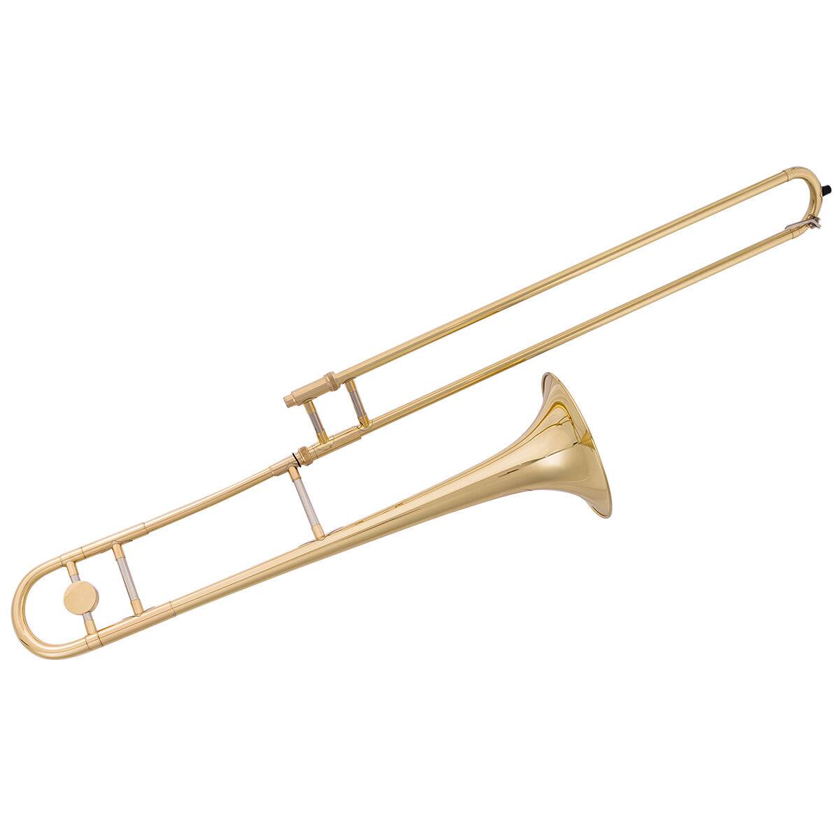 Costway - B Flat Trombone Brass with Mouthpiece Case Gloves for Beginners Students - Gold