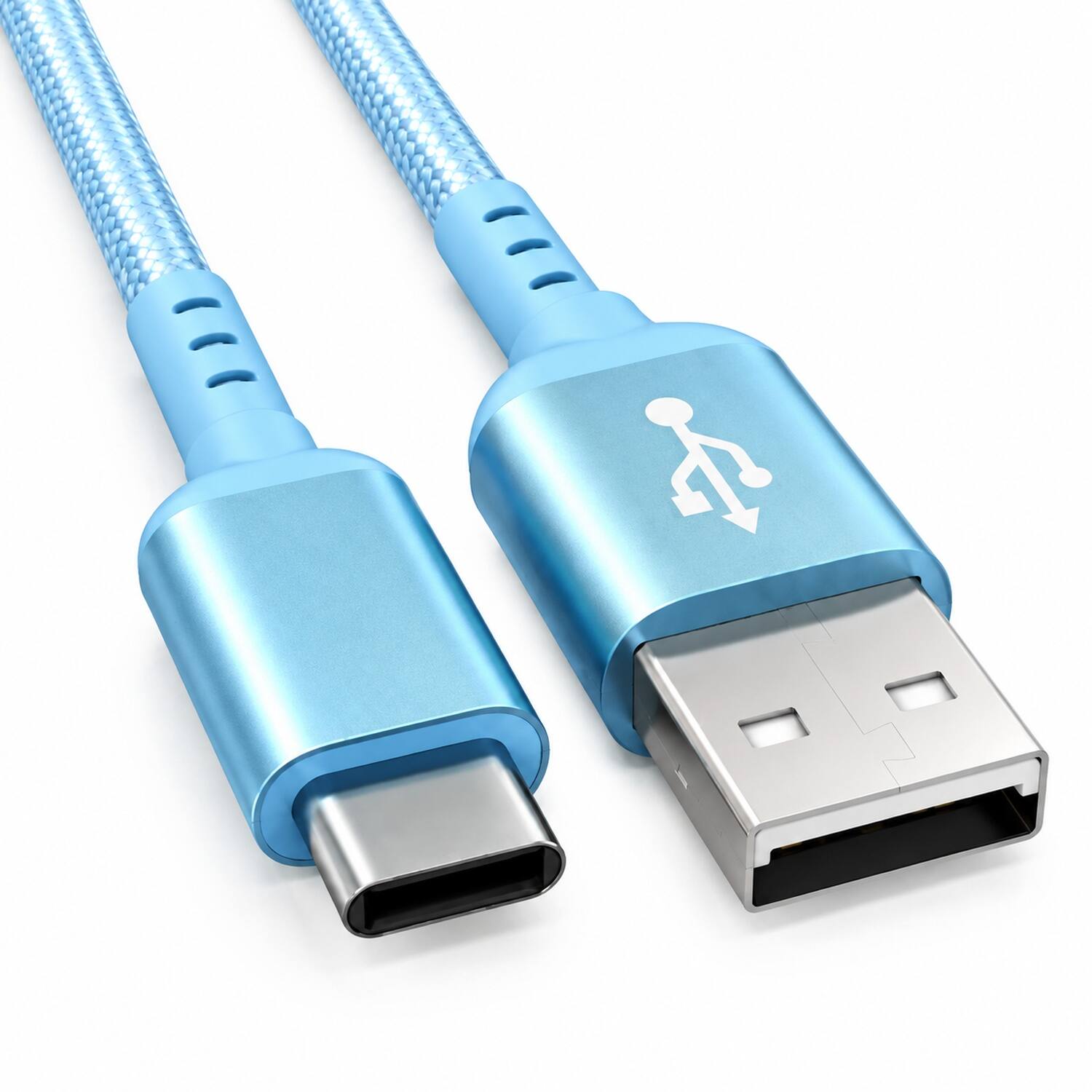 Front. Sanoxy - 2m/ 6ft USB 2.0 A Male to C Male Braided Cable 480M 3A, Blue - Blue.