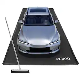 VEVOR - Containment Mat, 7 ft 9 in x 18 ft, Non-Slip PVC Garage Floor Mat with a Cleaning Squeegee, Heavy Duty Durable - Black