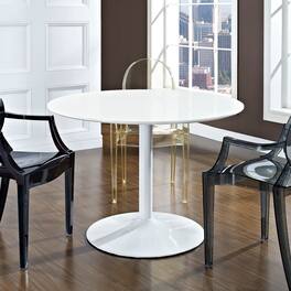 Revolve Round Wood Dining Table by Modway - White
