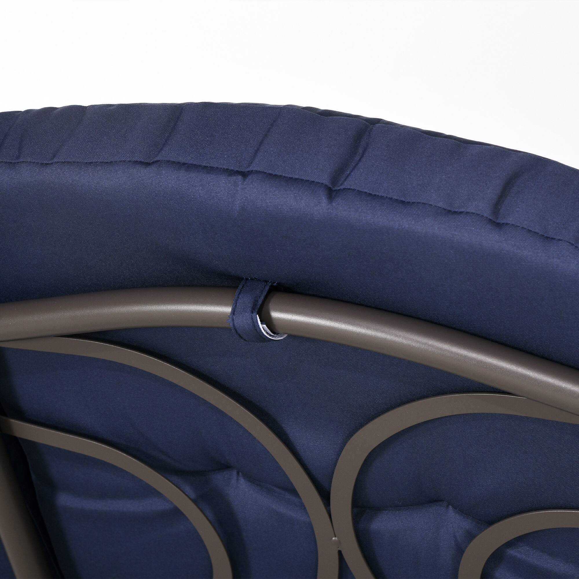 Alt View 8. Outsunny - Outdoor Porch Swing Chair with Adjustable Canopy, Cushion and Pillows for Garden, Poolside - Dark Blue.