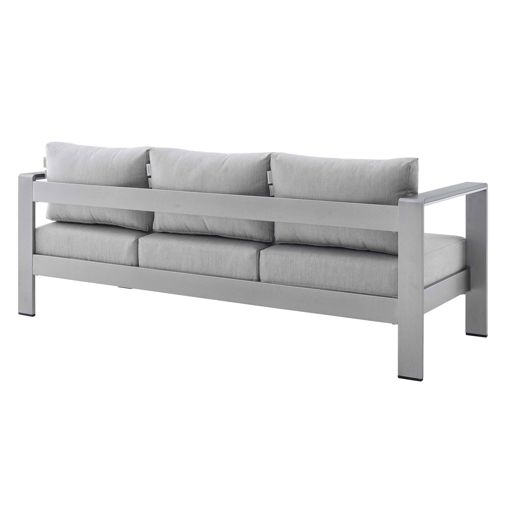 Alt View 1. Modway - Shore Sunbrella® Fabric Aluminum Outdoor Patio Sofa by Modway - Silver Gray.