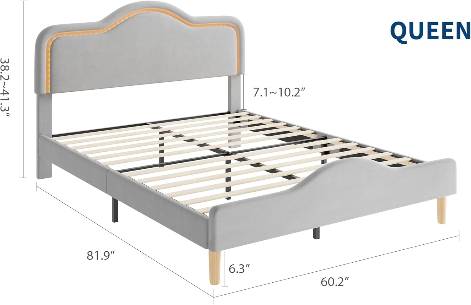 38.2~41.3" .3" 7.1~10.2" QUEEN 81.9" 6.3" 60.2"