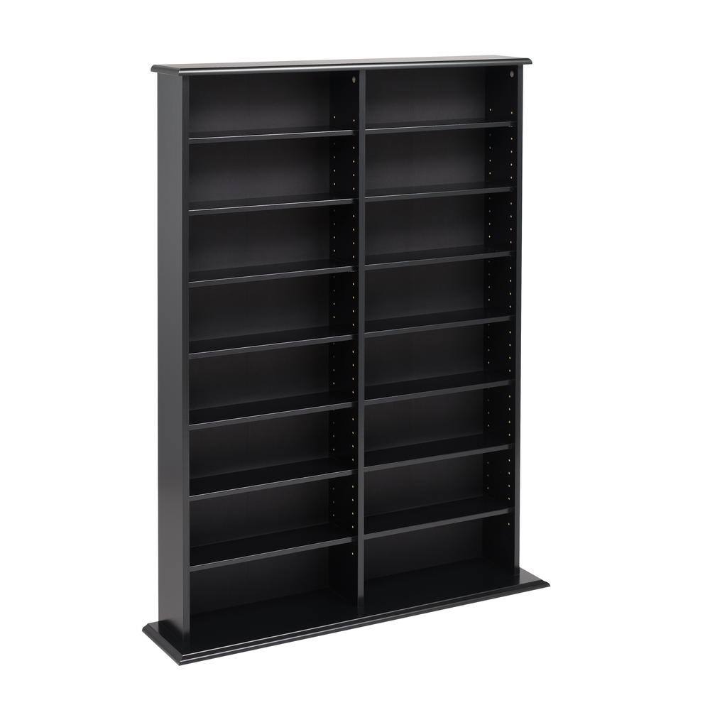 Front. Prepac - Black Double Width Wall Storage - Black.