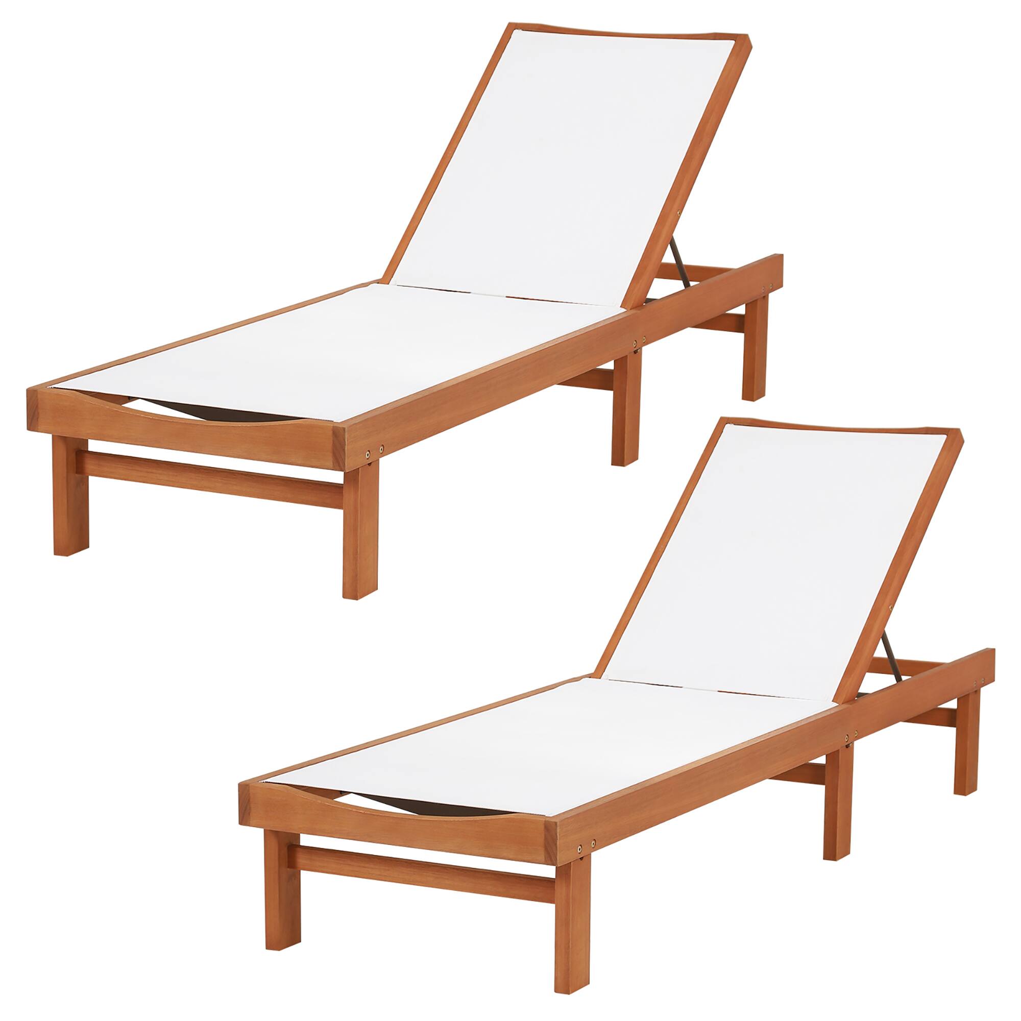 Alt View 8. Gymax - Gymax Wooden Chaise Lounge Chair Recliner Patio Outdoor w/ Adjustable Backrest - Teak and White.