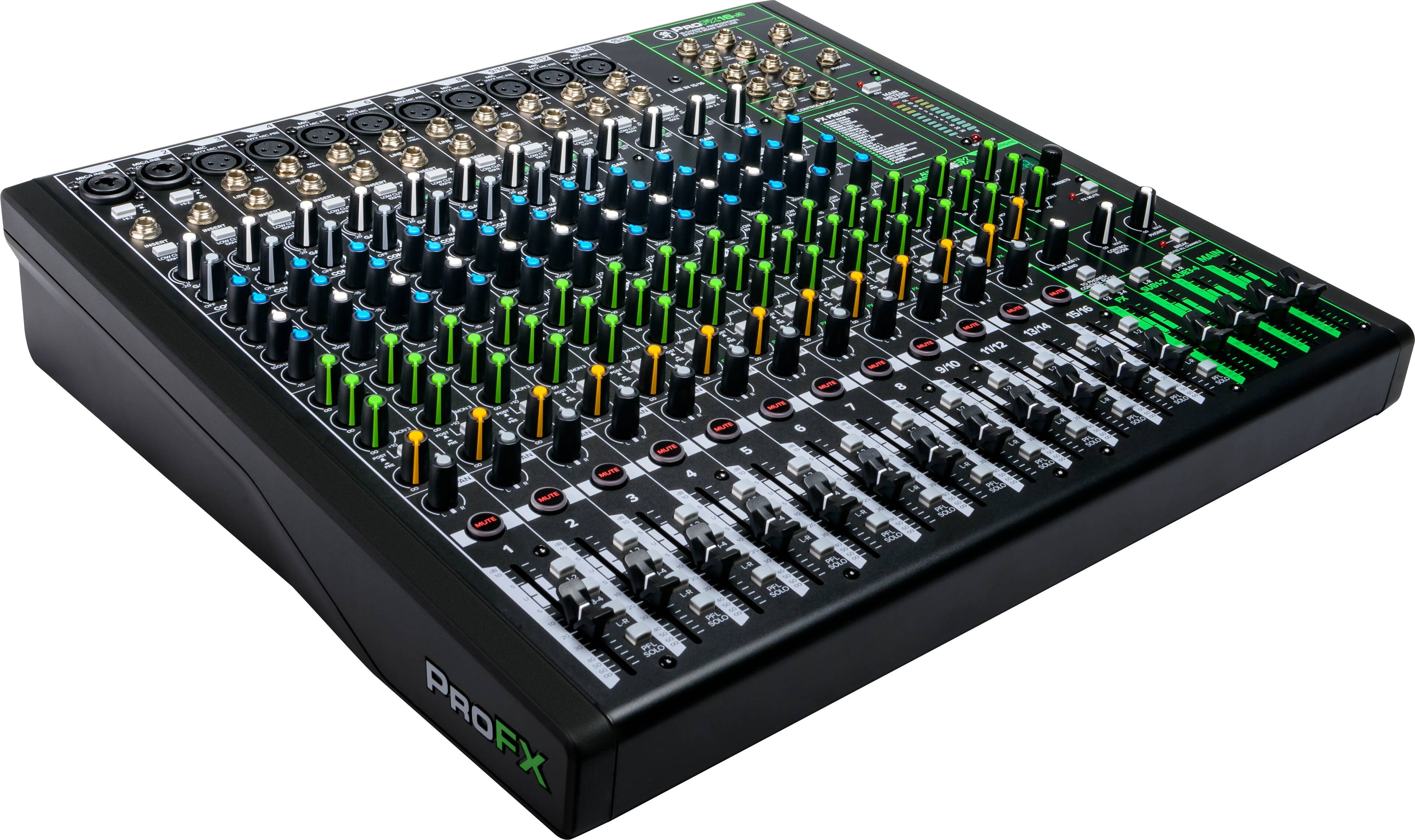 Left. Mackie - ProFX16v3 Professional Effects Mixer with USB - Black.