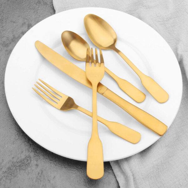 Alt View 1. Furno Fusion - Matte Gold Flatware Eating Utensils - Matte Gold.