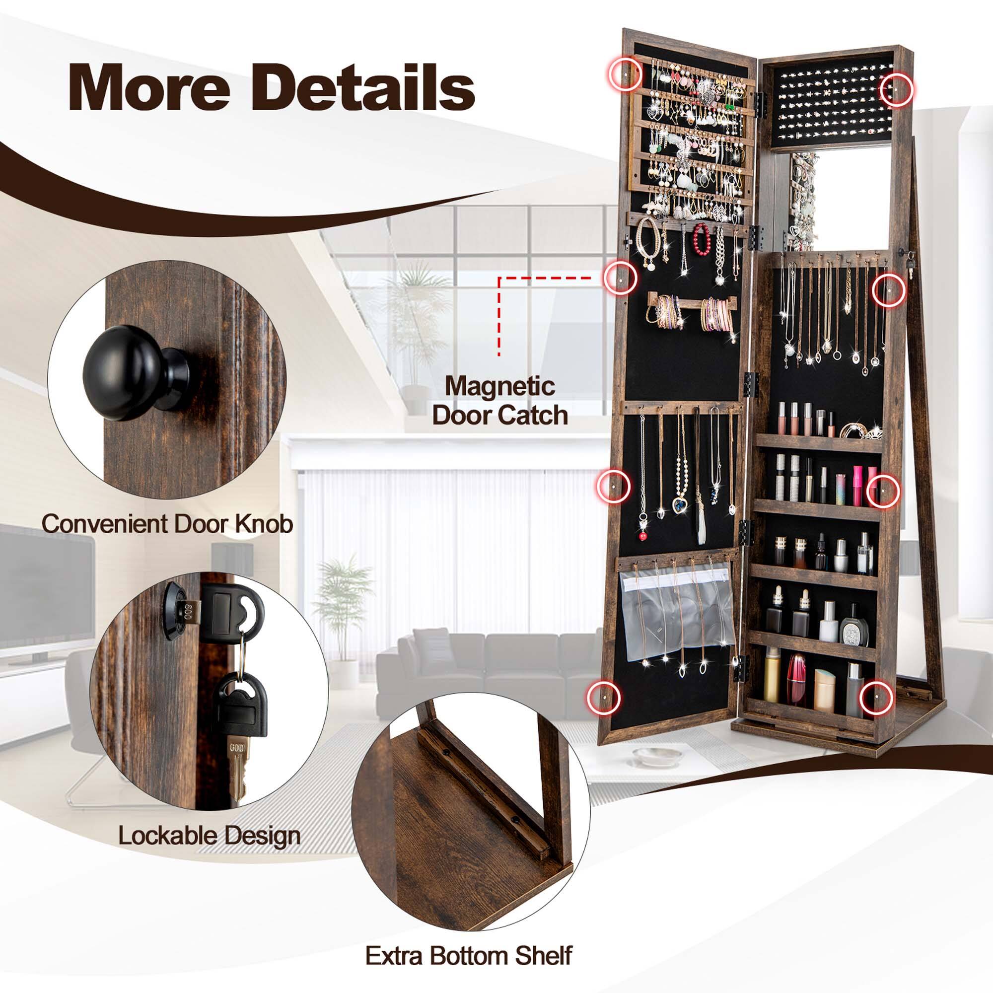 More Details:

* Magnetic Door Catch
* Convenient Door Knob
* 600 Lockable Design
* Extra Bottom Shelf