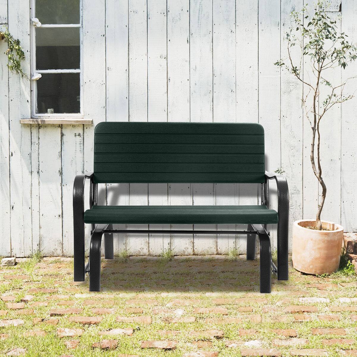 Alt View 3. Costway - Costway Outdoor Patio Swing Porch Rocker Glider Bench Loveseat Garden Seat Steel - Green.