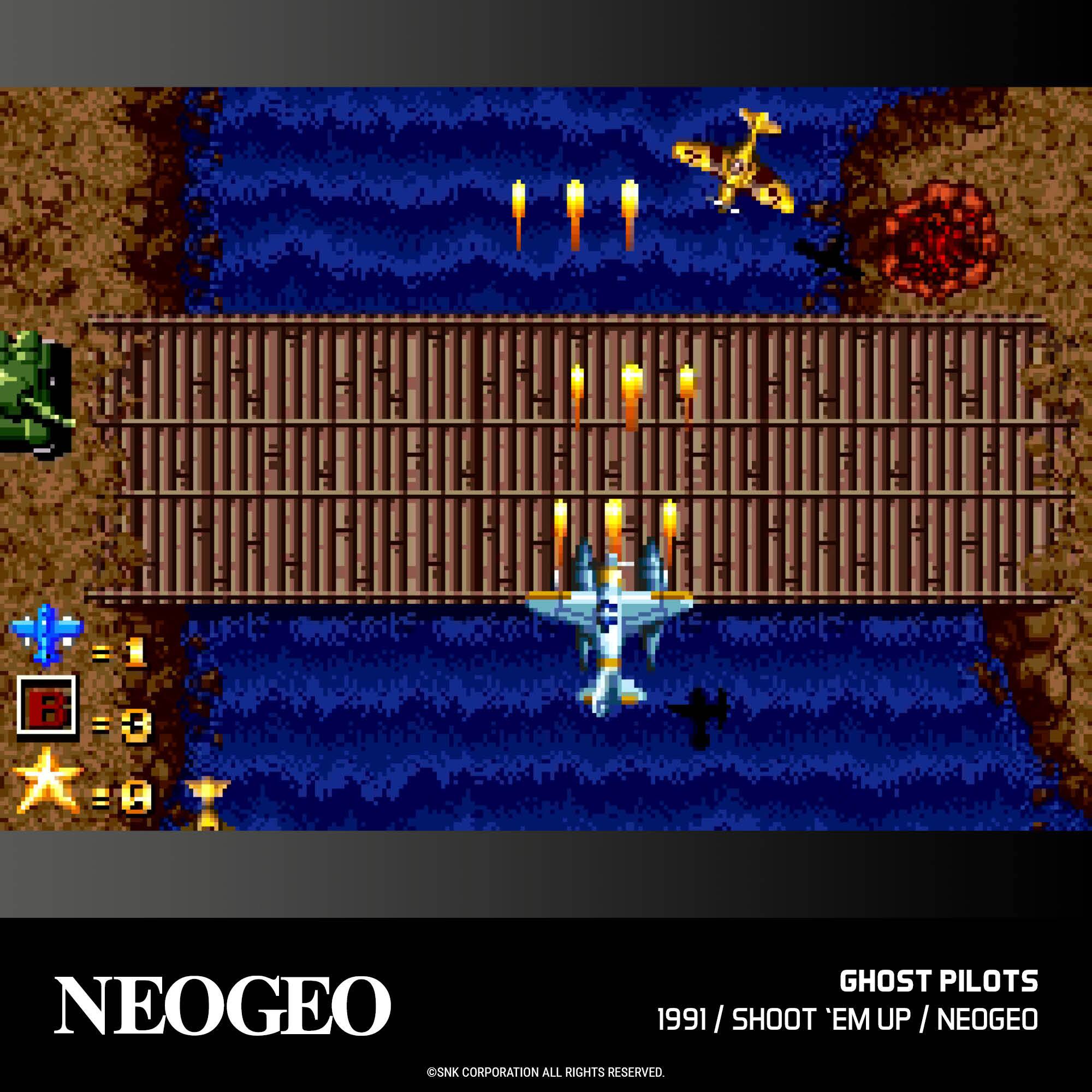 + = 1  
B = 3  
= GHOST PILOTS NEOGEO  
1991 / SHOOT 'EM UP / NEOGEO  
SNK CORPORATION ALL RIGHTS RESERVED.