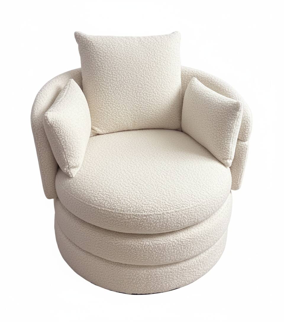 Pinmoco - Swivel Accent Chair Round Chair Living Room Single Sofa with Flip-Back Ottoman - White price history on PriceWatchPro