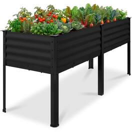 Best Choice Products - 72x24x30in Non Toxic Elevated Galvanized Metal Garden Bed Corner Protectors - Black