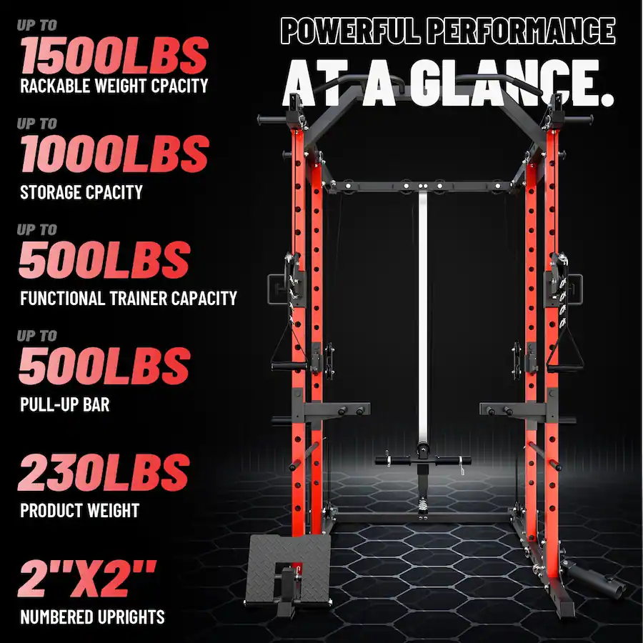 K7 Rak Mikolo Power Rack Cage, 1500 lbs Weight Rack with Cable Crossover ...