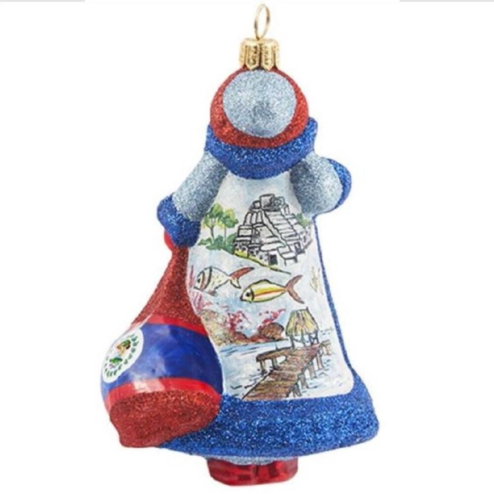 Angle. Joy to the World Collectibles - Joy to the World Glitterazzi Belize Santa Polish Glass Christmas Ornament - Multicolor.
