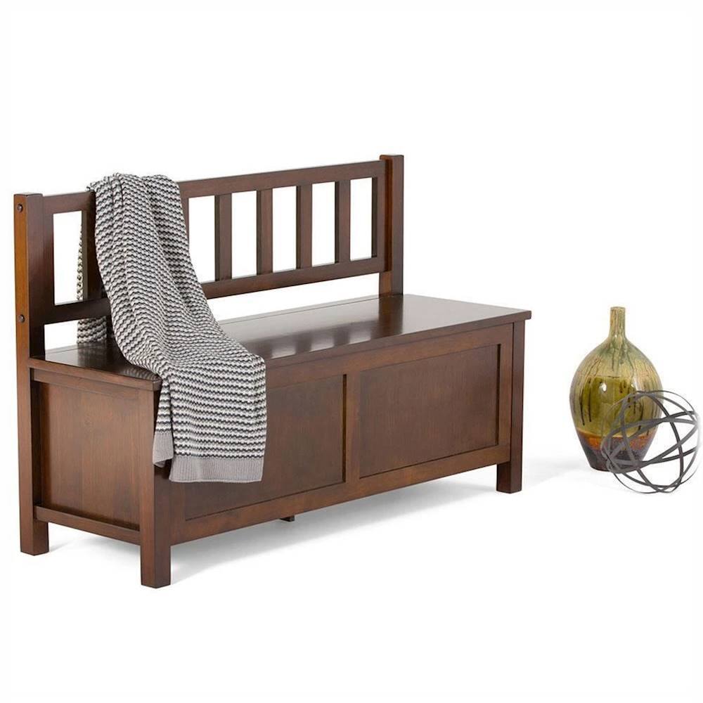 Alt View 17. Simpli Home - Artisan Rectangular Contemporary Wood Storage Bench - Russet Brown.