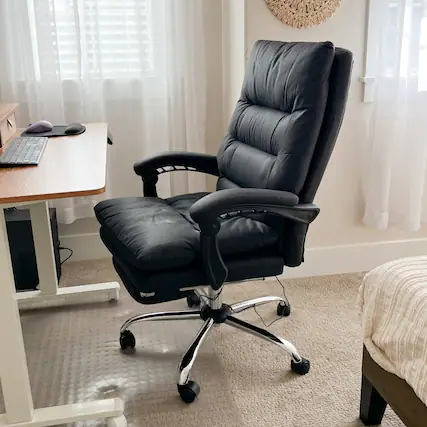 Front. Anysun - Double-tier Padding Microfibre Massage Reclining Office Chair with Footrest, Swivel Wheels - Dark Gray.