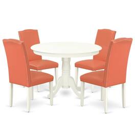East West Furniture - Dining Room Set Linen White - Brown