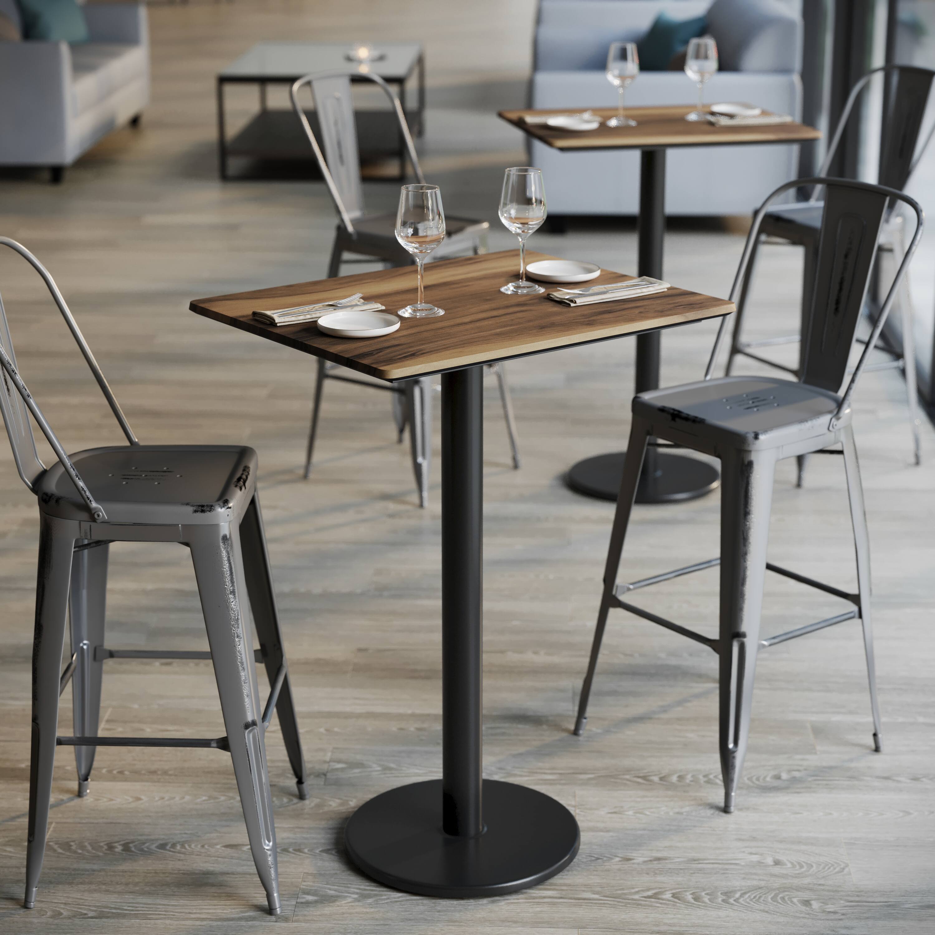 Alt View 4. Emma + Oliver - PureShield Tabletop with Seam-Free Surface Innovation and Bar Height Base - Natural/Black Base.