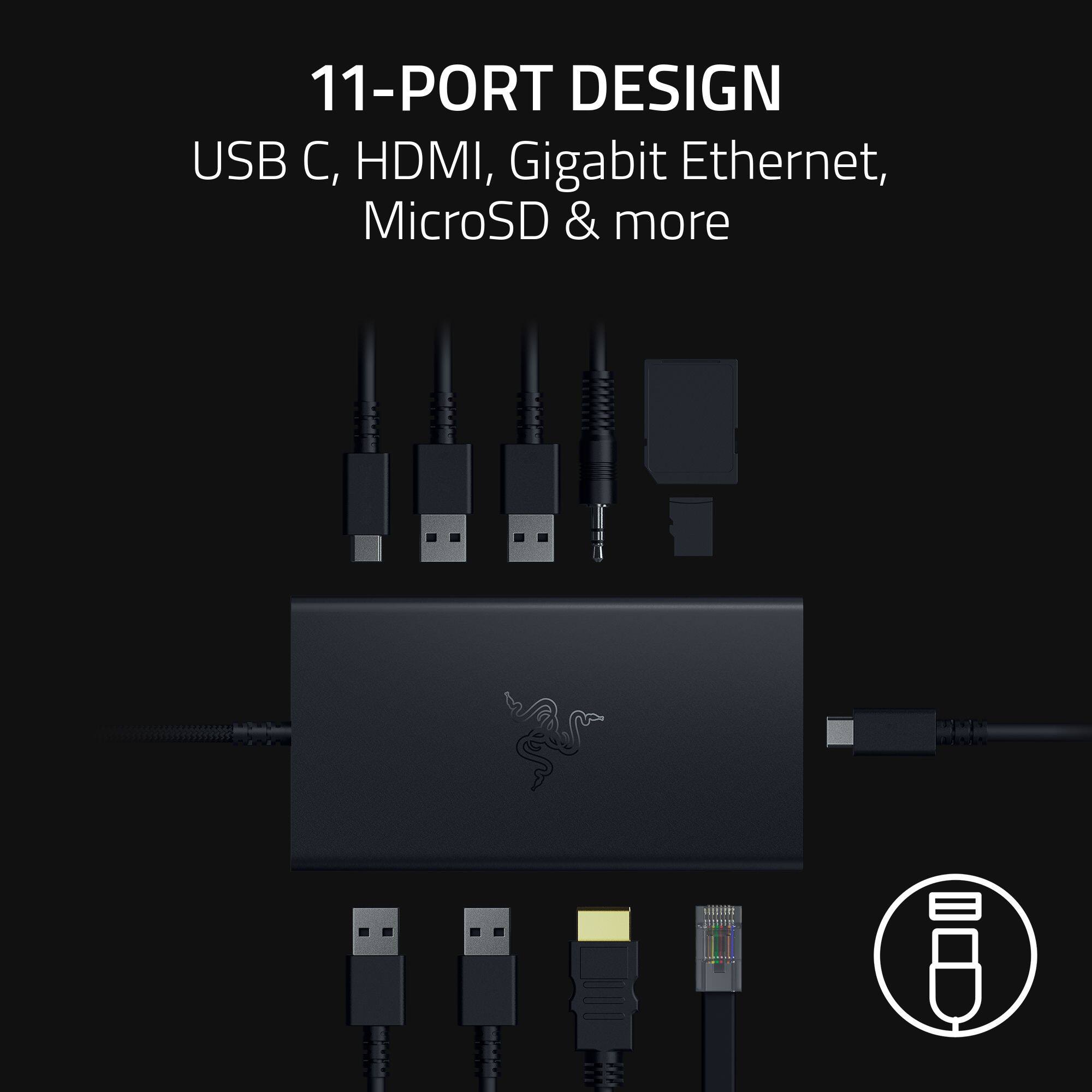 11-PORT DESIGN USB C, HDMI, Gigabit Ethernet, MicroSD & more