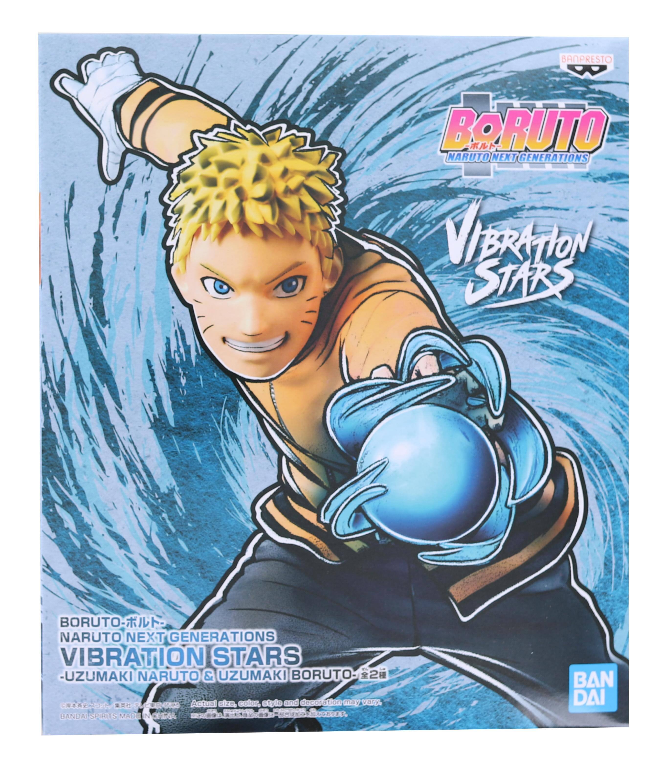 BANPRESTO  
BORUTO - NARUTO NEXT GENERATIONS  
VIBRATION STARS  
BORUTO - NARUTO NEXT GENERATIONS VIBRATION STARS  
- UZUMAKI NARUTO & UZUMAKI BORUTO: 2 CE  

Actors, colors, style and design may vary.  
BANDAI SPIRITS MADE IN JAPAN  

BAN DAI