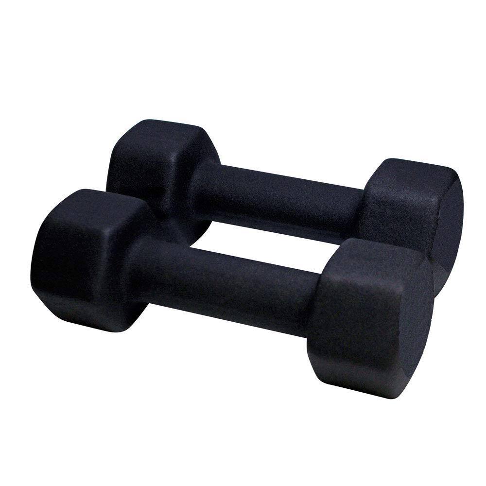 Angle. Amber Sporting Goods - Neoprene Dumbbell for Strength Training 8lb (16lb Set) - Black.