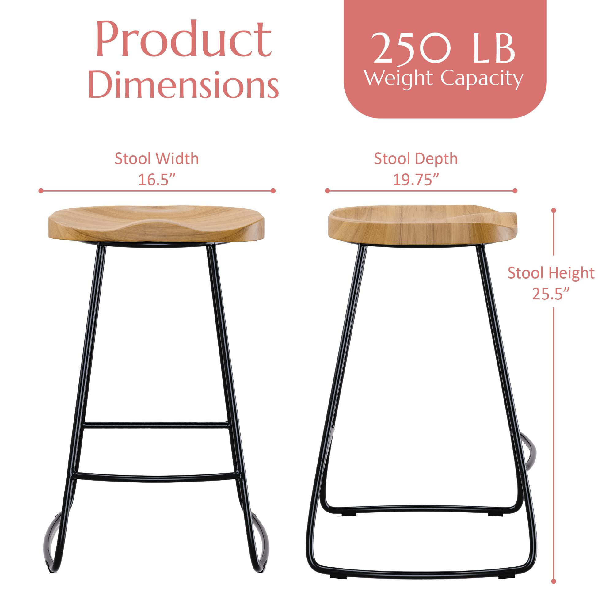 Product Dimensions

250 LB Weight Capacity

Stool Width 16.5"

Stool Depth 19.75"

Stool Height 25.5"