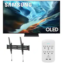 Samsung - QN77S90HA OLED Smart TV with a Walts TILT-MOUNT-43-90 Tilt Mount and Amber 6-OUTLET-SURGE Surge Protector (2026)