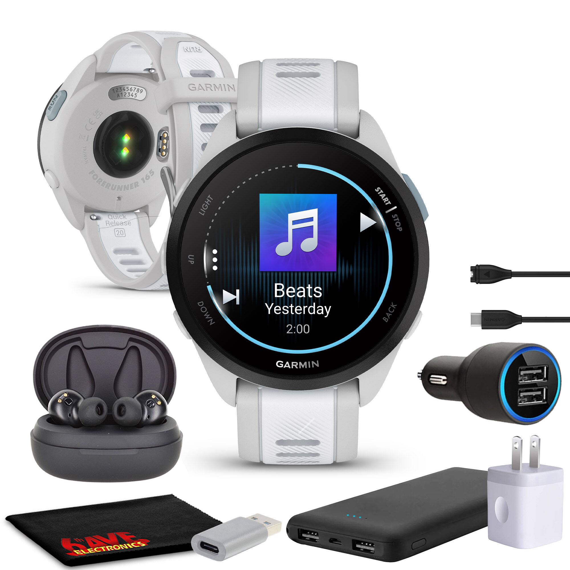 Garmin - Forerunner 165 Music GPS Running Smart Watch Bundle - Mist Gray/Whitestone - Mist Gray/Whitestone - (2024)