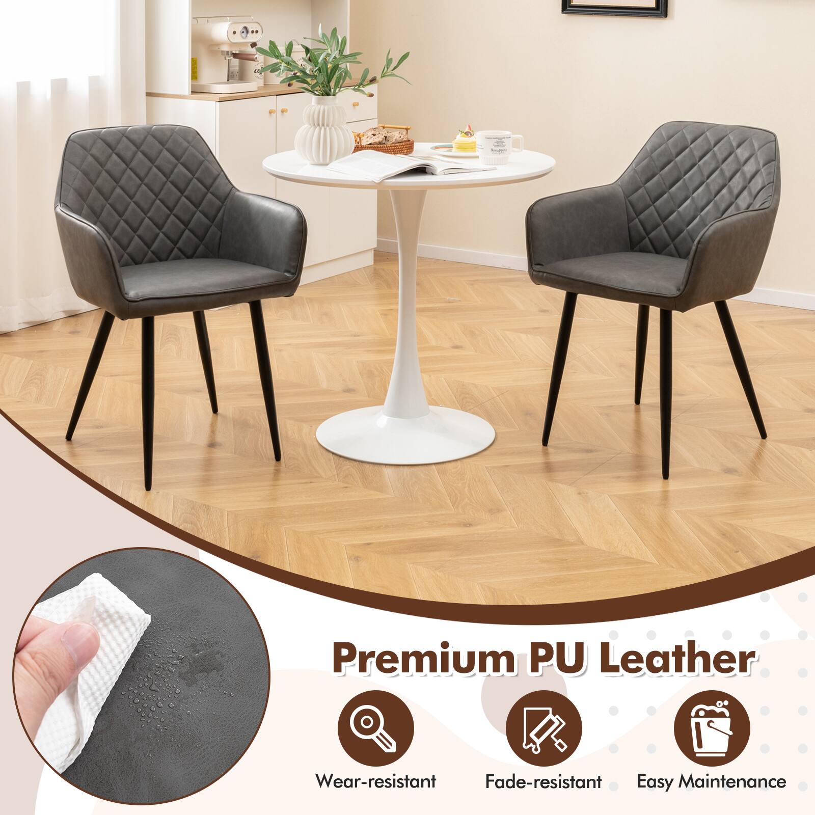 Premium PU Leather  
Wear-resistant  
Fade-resistant  
Easy Maintenance