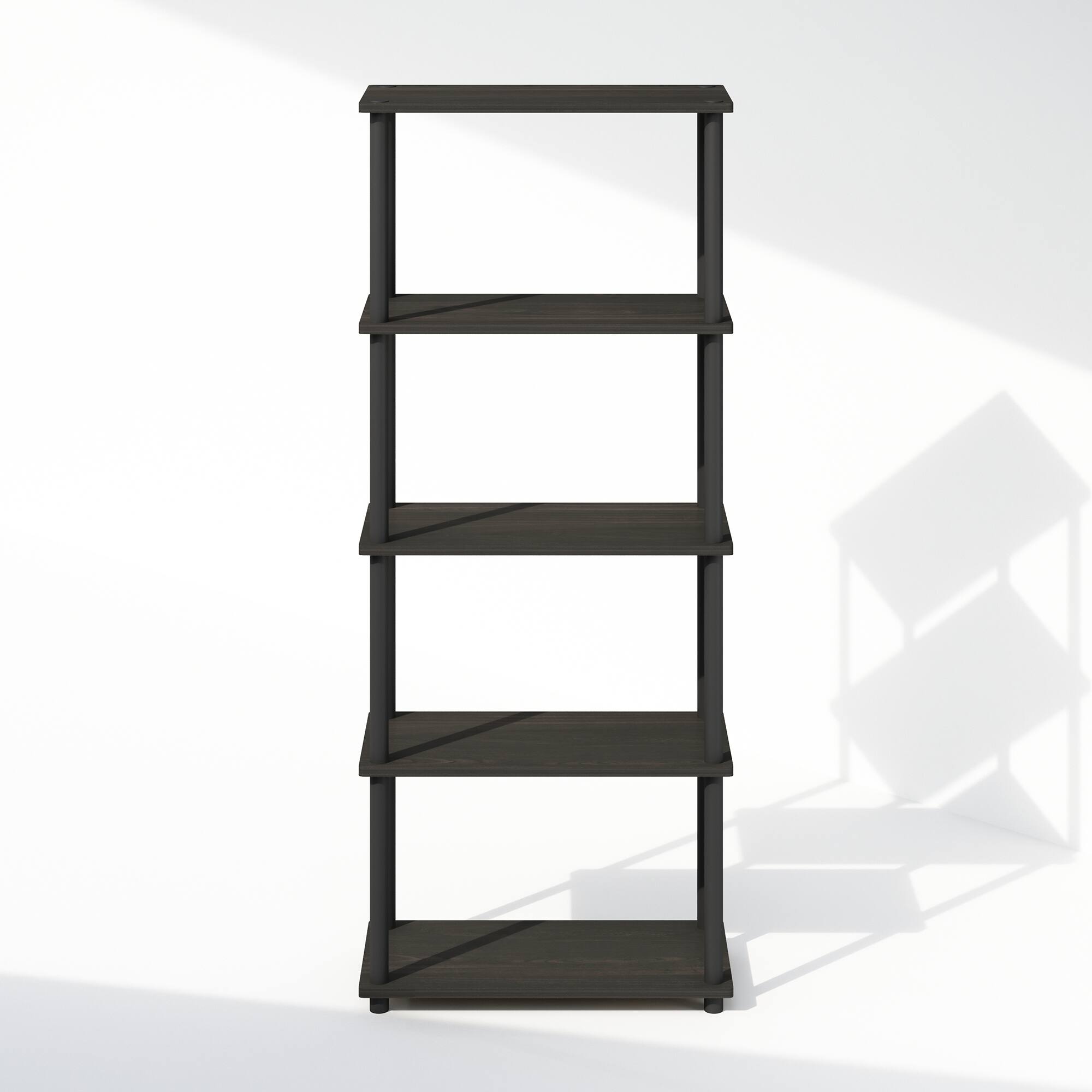 Alt View 1. Furinno - Turn-N-Tube 5-Tier Multipurpose Compact Display Rack, Shelving Unit, Bookcase - Espresso/Black.