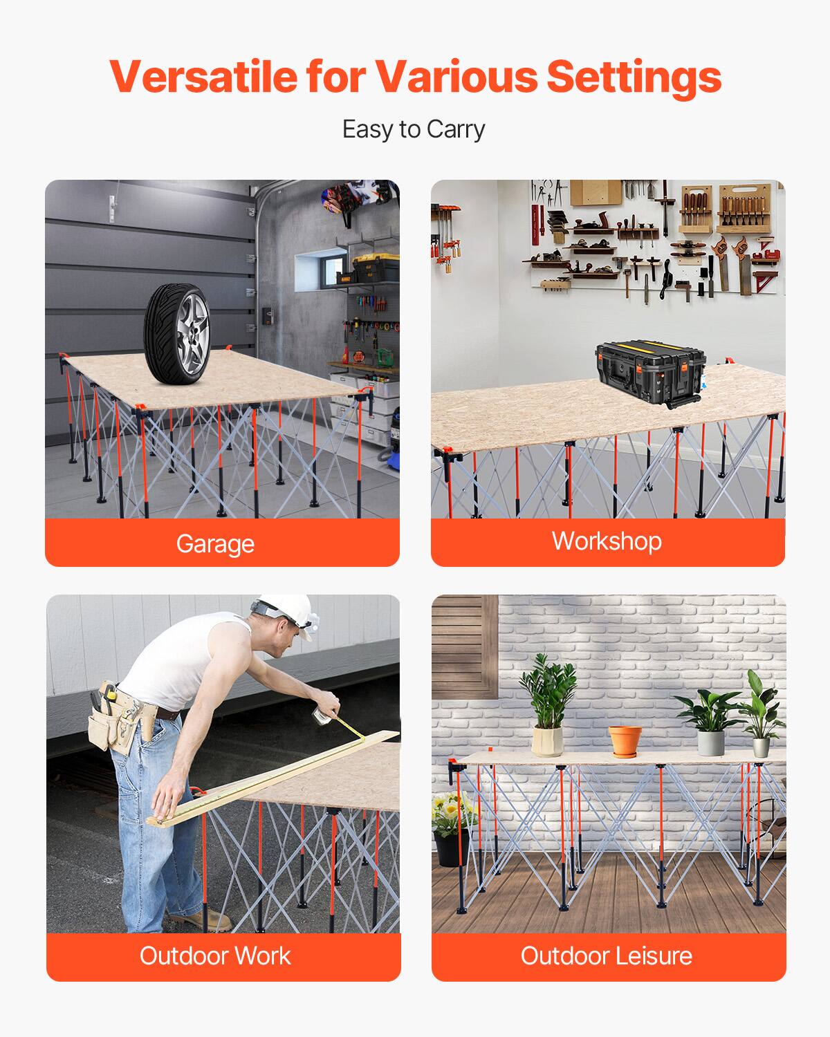Versatile for Various Settings  
Easy to Carry  

Garage  
Workshop  
Outdoor Work  
Outdoor Leisure