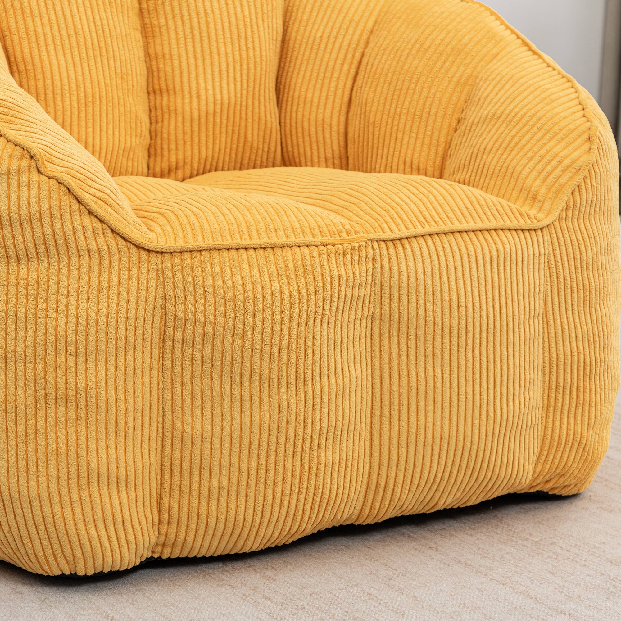Alt View 5. GOODSILO - Large Corduroy Bean Bag Sofa Chair with Armrests for Living Room and Bedroom Comfort - Yellow.