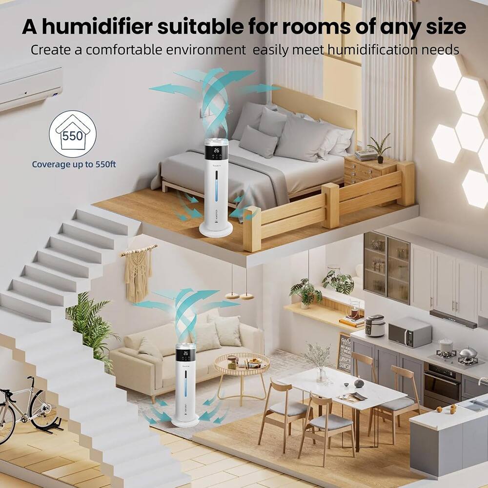 A humidifier suitable for rooms of any size  
Create a comfortable environment easily meet humidification needs  
Coverage up to 550ft