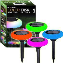 Bell + Howell - Color Changing LED Solar Powered Disk Lights - 4 Pack
