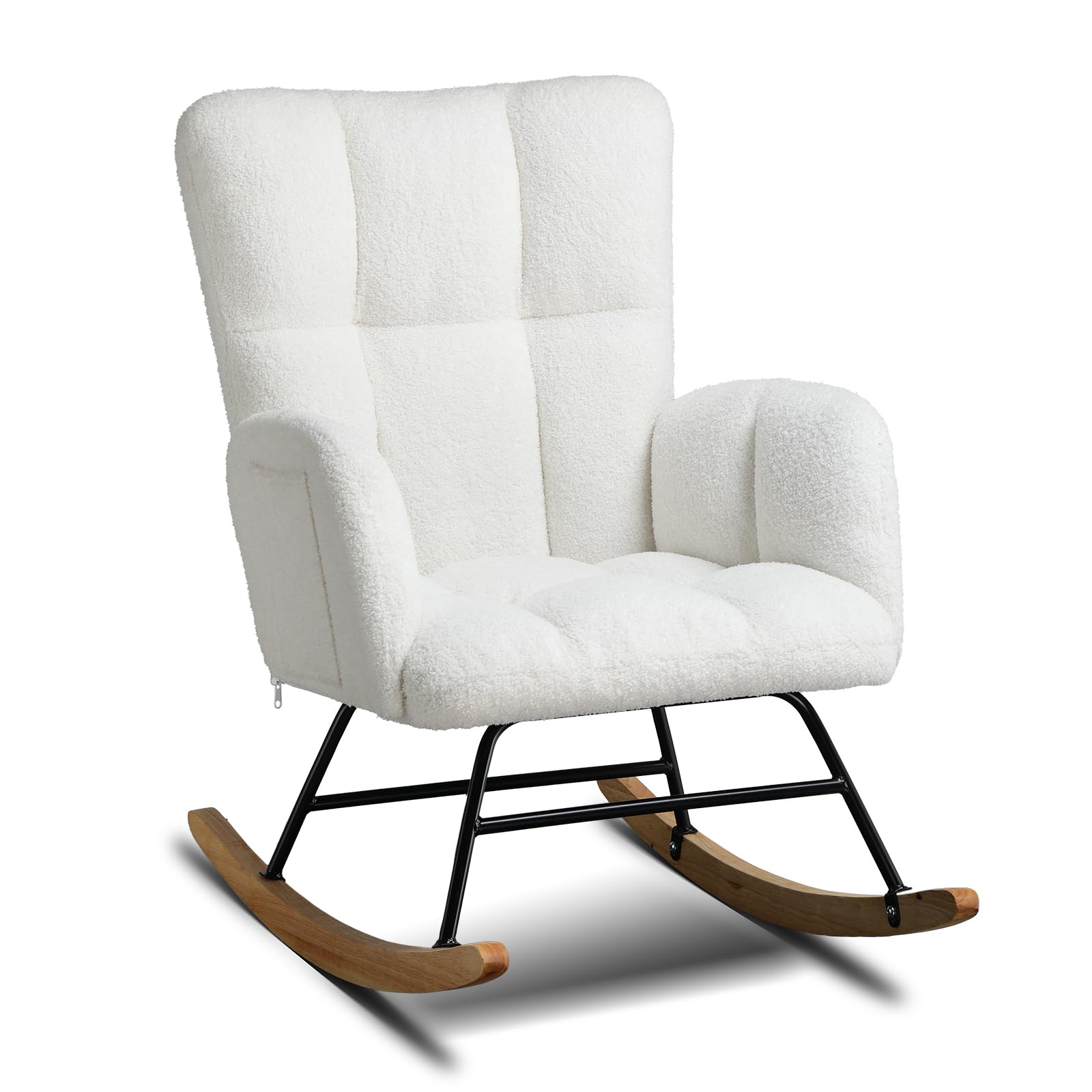 Front. Ecooso - Upholstered Lounge Rocking Chair, High Back for Nursing, Reading, Napping - Off White.