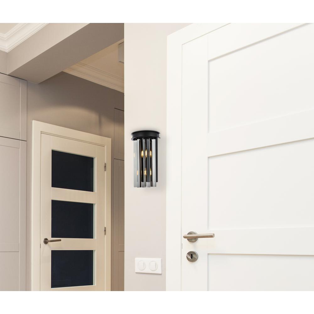 Angle. Urban Classic - Sydney 2 light Matte Black Wall Sconce Silver Shade (Grey) Royal Cut Crystal - Matte Black.