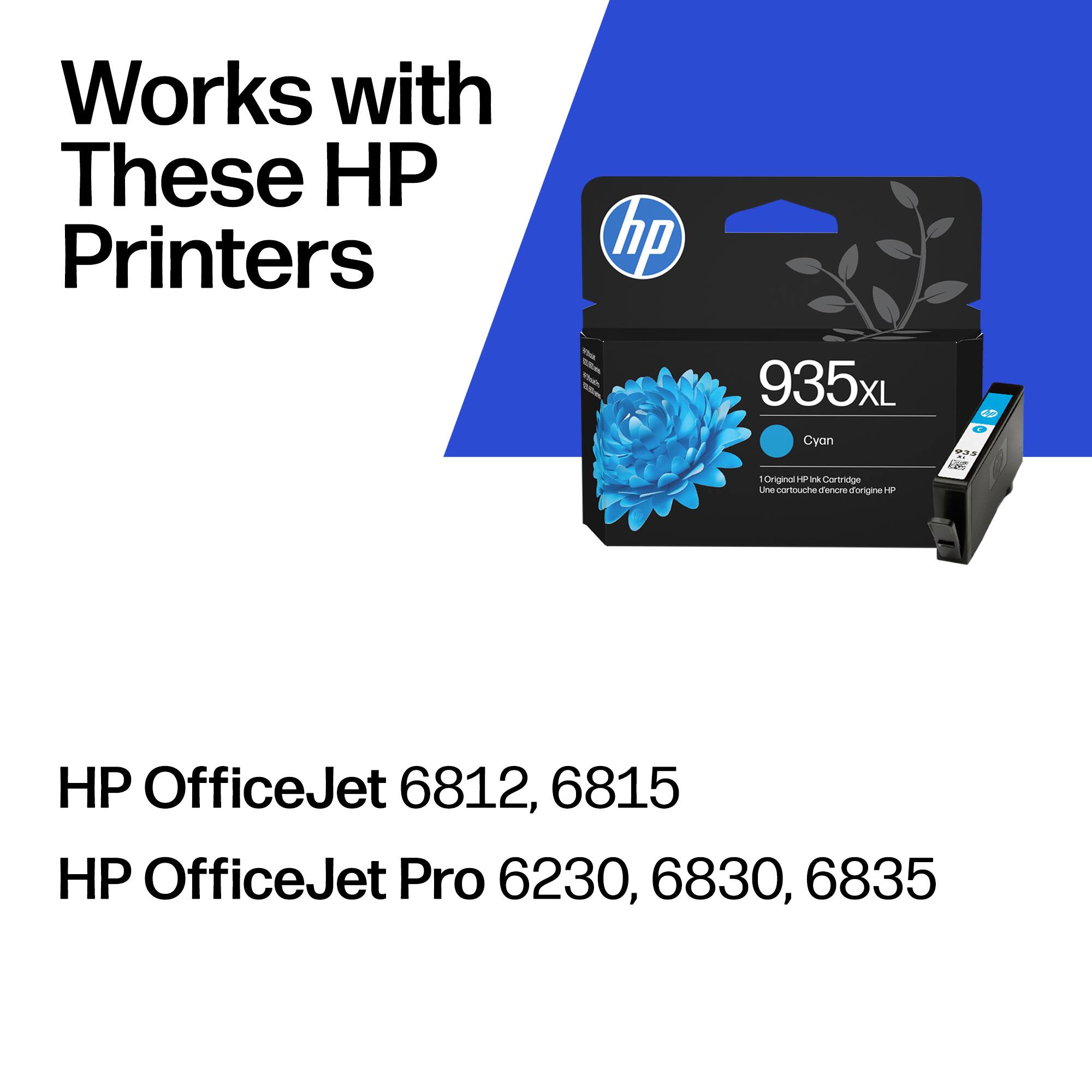 Works with These HP Printers

HP 935xL Cyan - Original Cartridge

HP OfficeJet 6812, 6815
HP OfficeJet Pro 6230, 6830, 6835