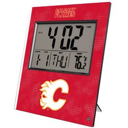 Keyscaper - Calgary Flames Cross Hatch Digital Desk Clock - Multicolor