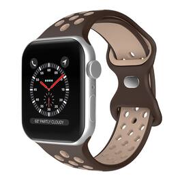 StrapsCo - ColorBlock Active Strap Silicone Rubber Watch Band For Apple Watch - 44mm/45mm/46mm/49mm/Ultra (Medium-Long) - Brown & Beige