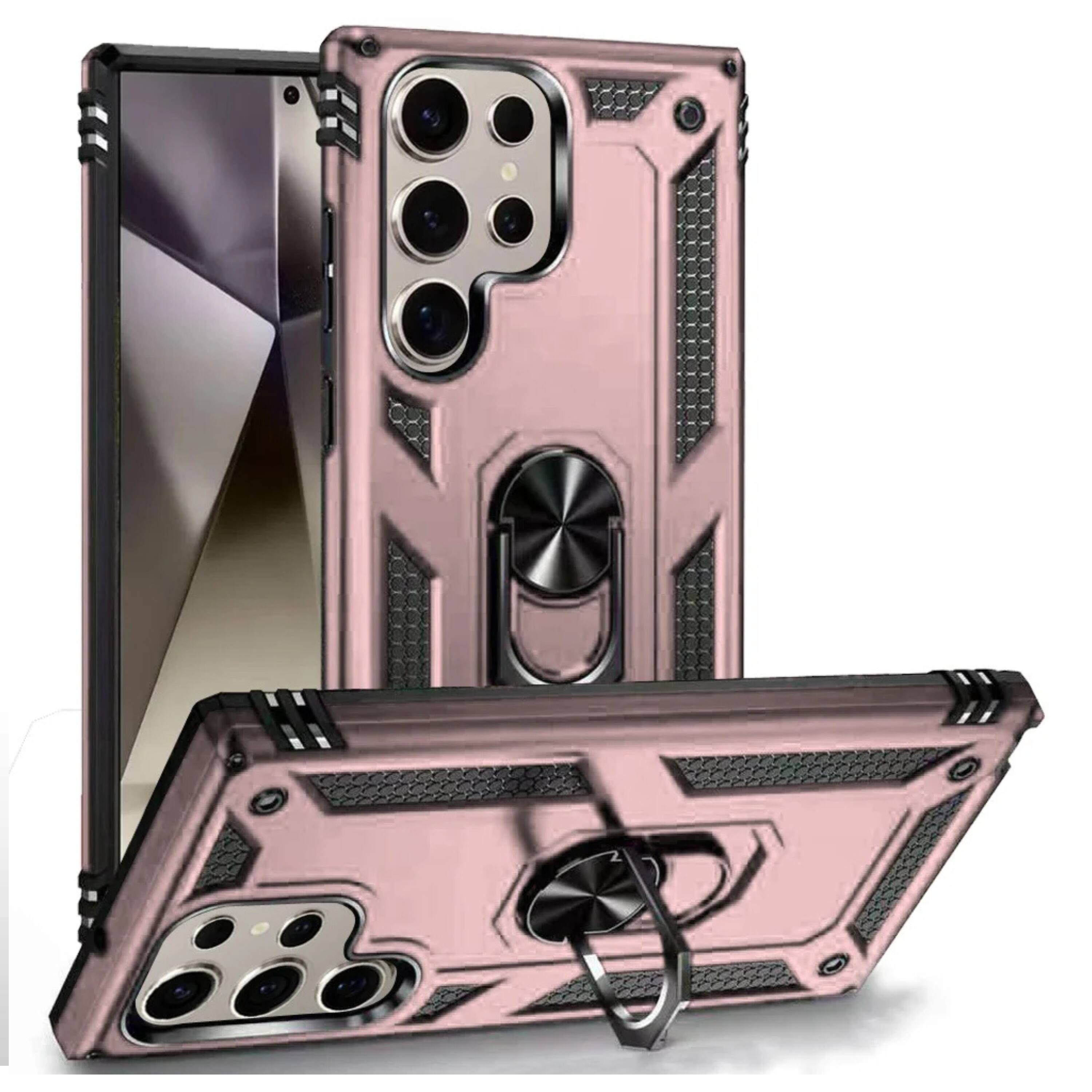 Front. Kitcheniva - Magnetic Kickstand Shockproof Case With Tempered Glass For Samsung S25 Ultra Rose Gold - Rose Gold.