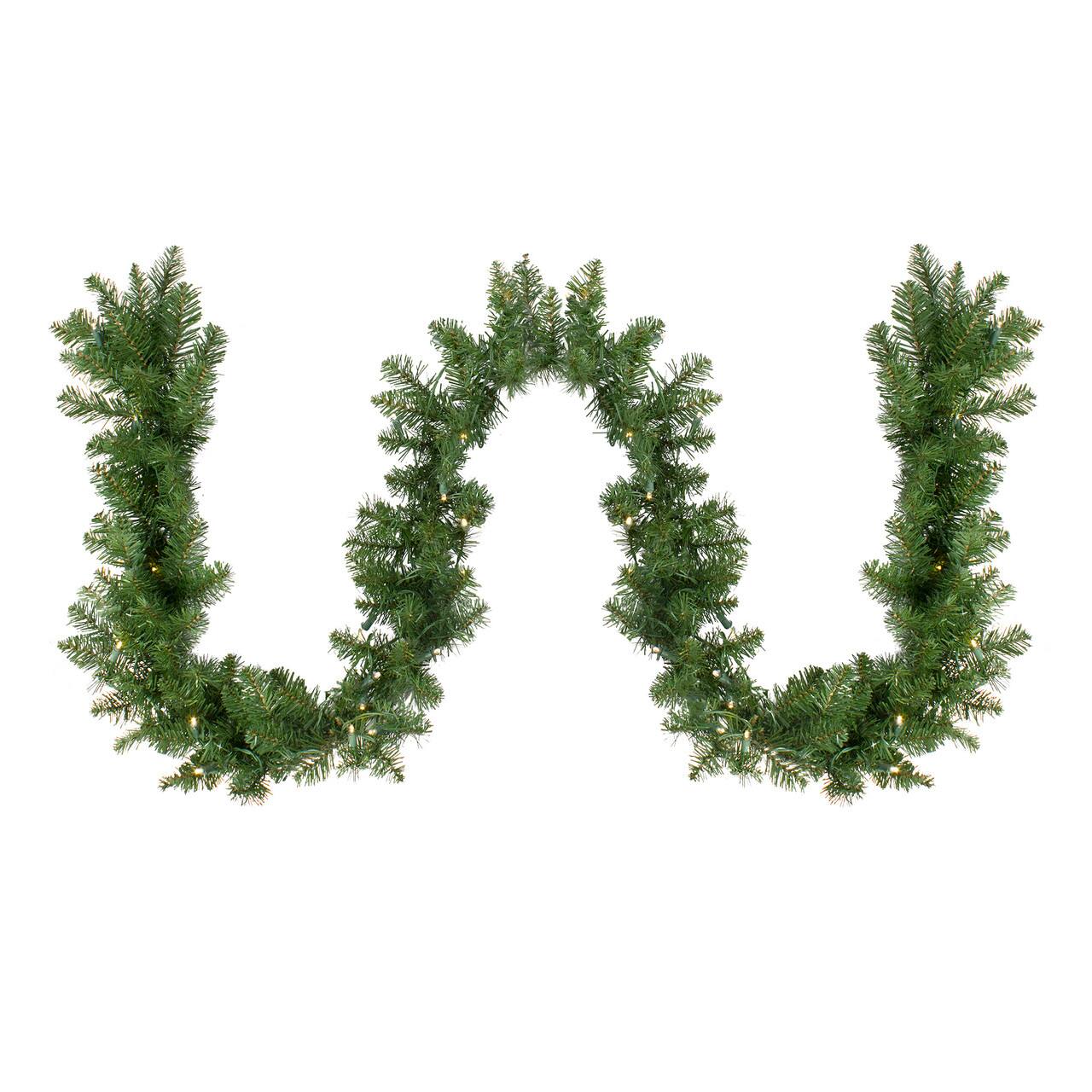 Front. Northlight - Pre-Lit Buffalo Fir Christmas Commercial Garland - 50' x 8"  - Warm White LED Lights - Green.