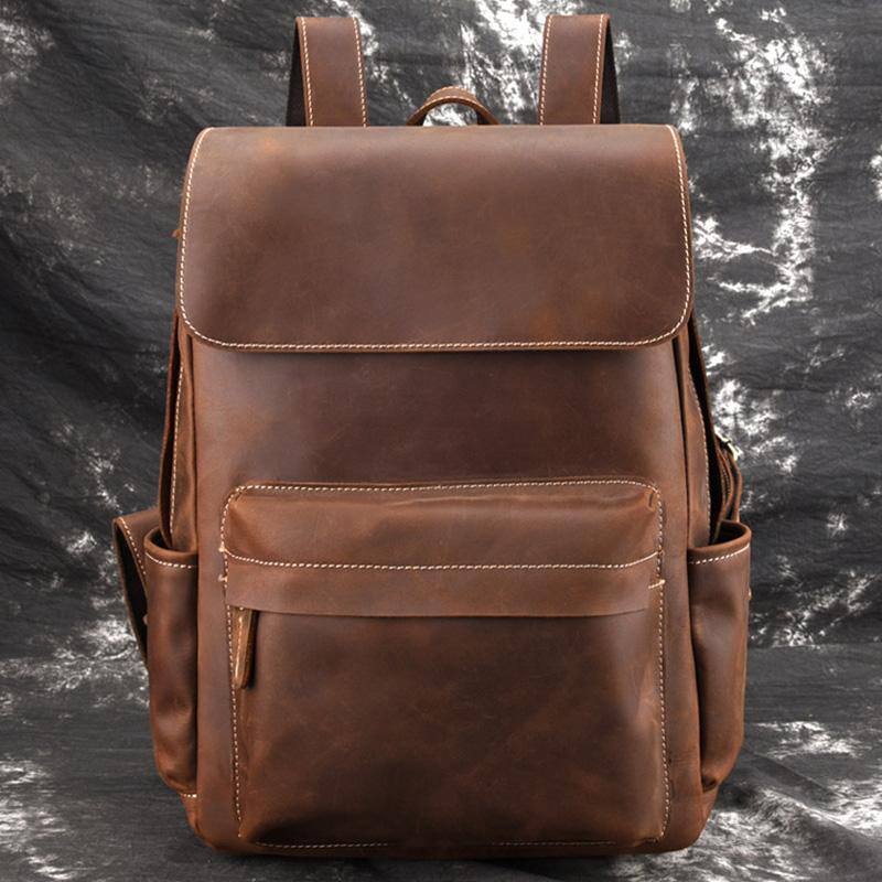 Alt View 4. Steel Horse Leather - The Helka Backpack | Genuine Vintage Leather Backpack - Brown.