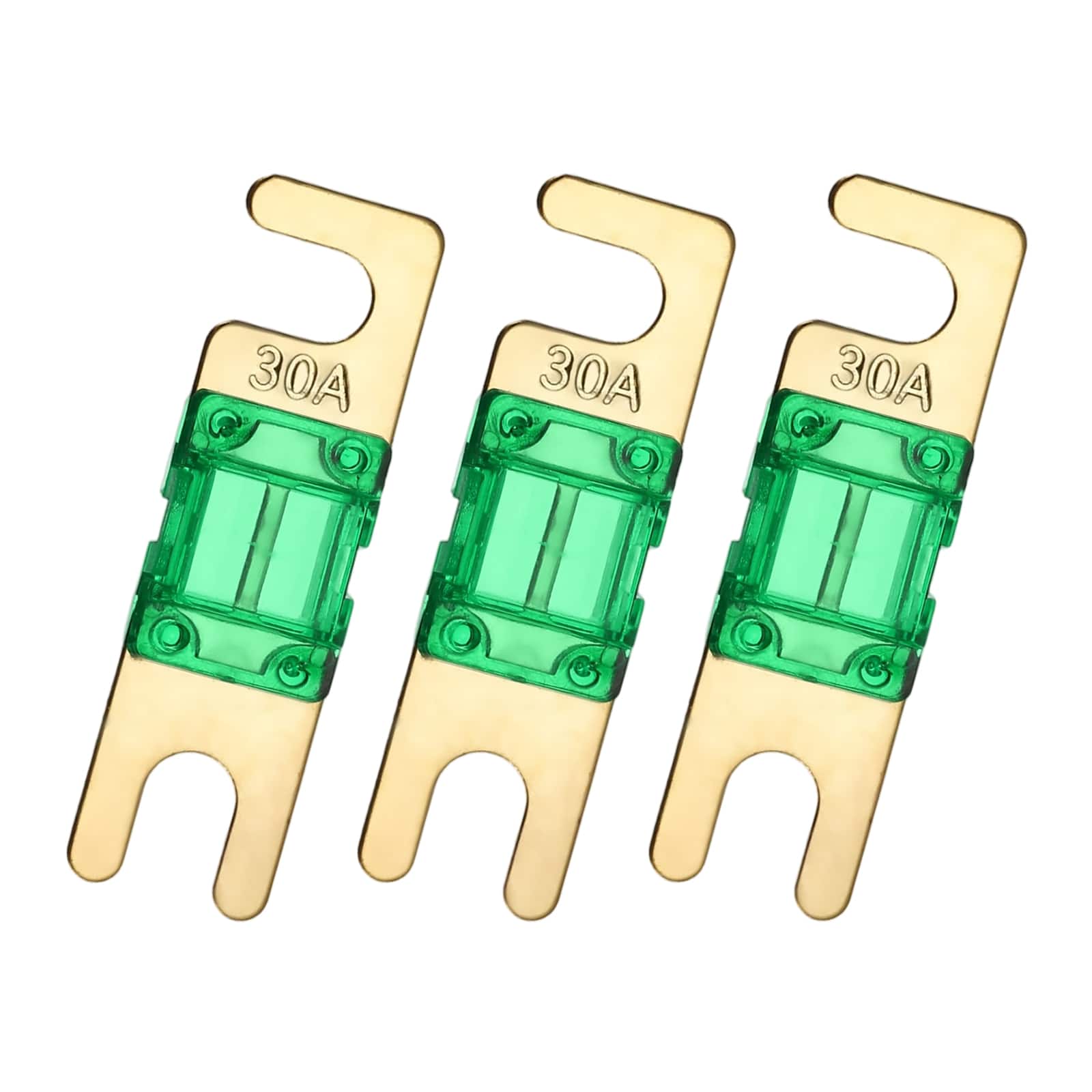 Unique Bargains - 3pcs 30A 125V Mini ANL Fuse Replacement, Electrical Protection Blade Fuse for Automotive Marine Audio Video System - Green